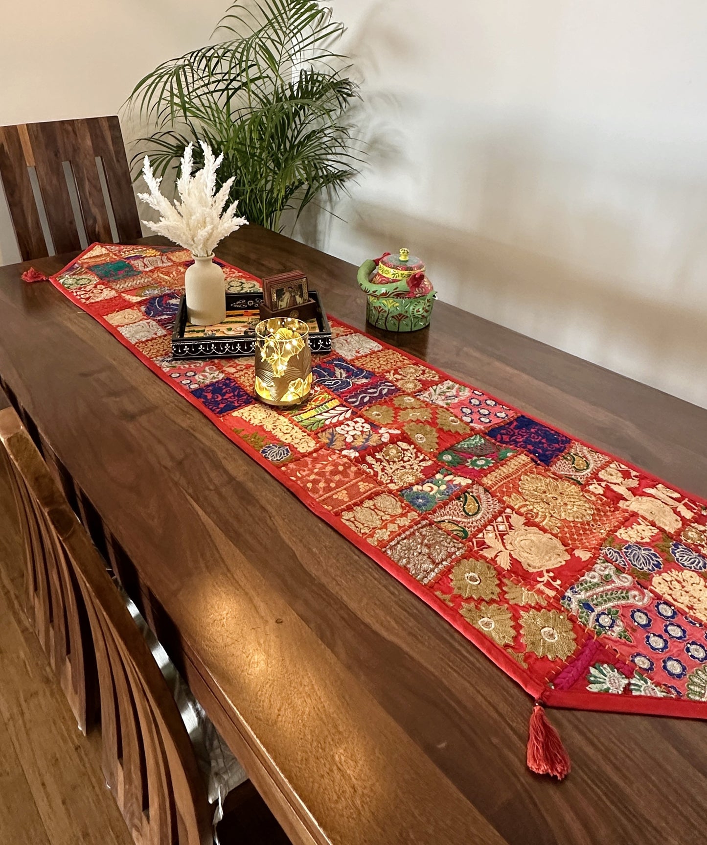 Patchwork Table Runner Red | 14 x 70 inches