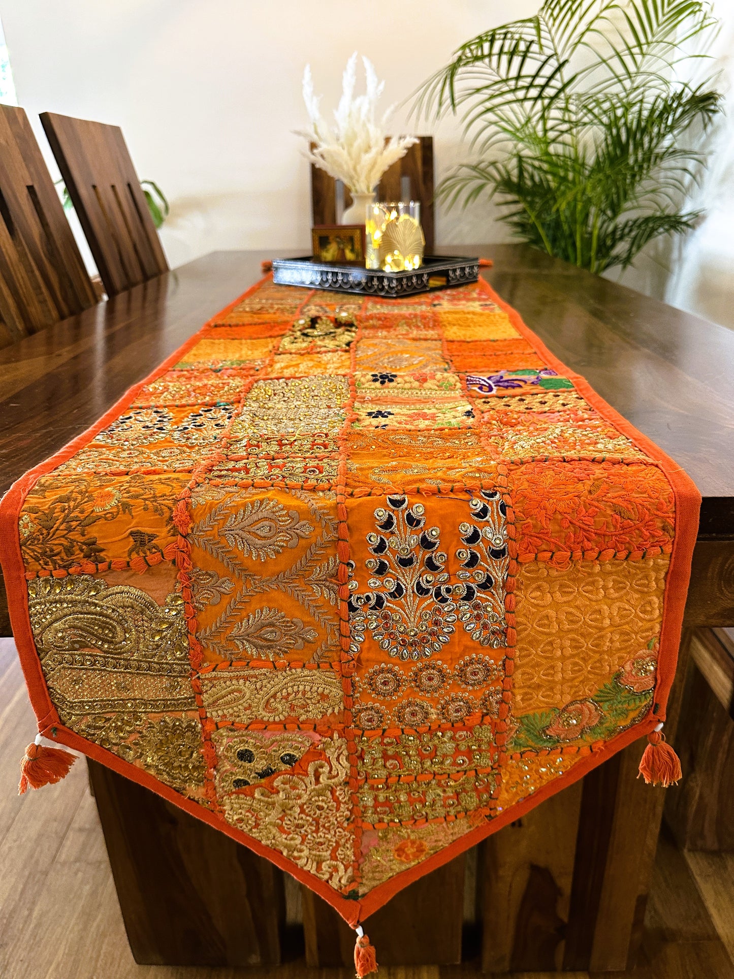 Patchwork Table Runner Orange | 14 x 70 inches