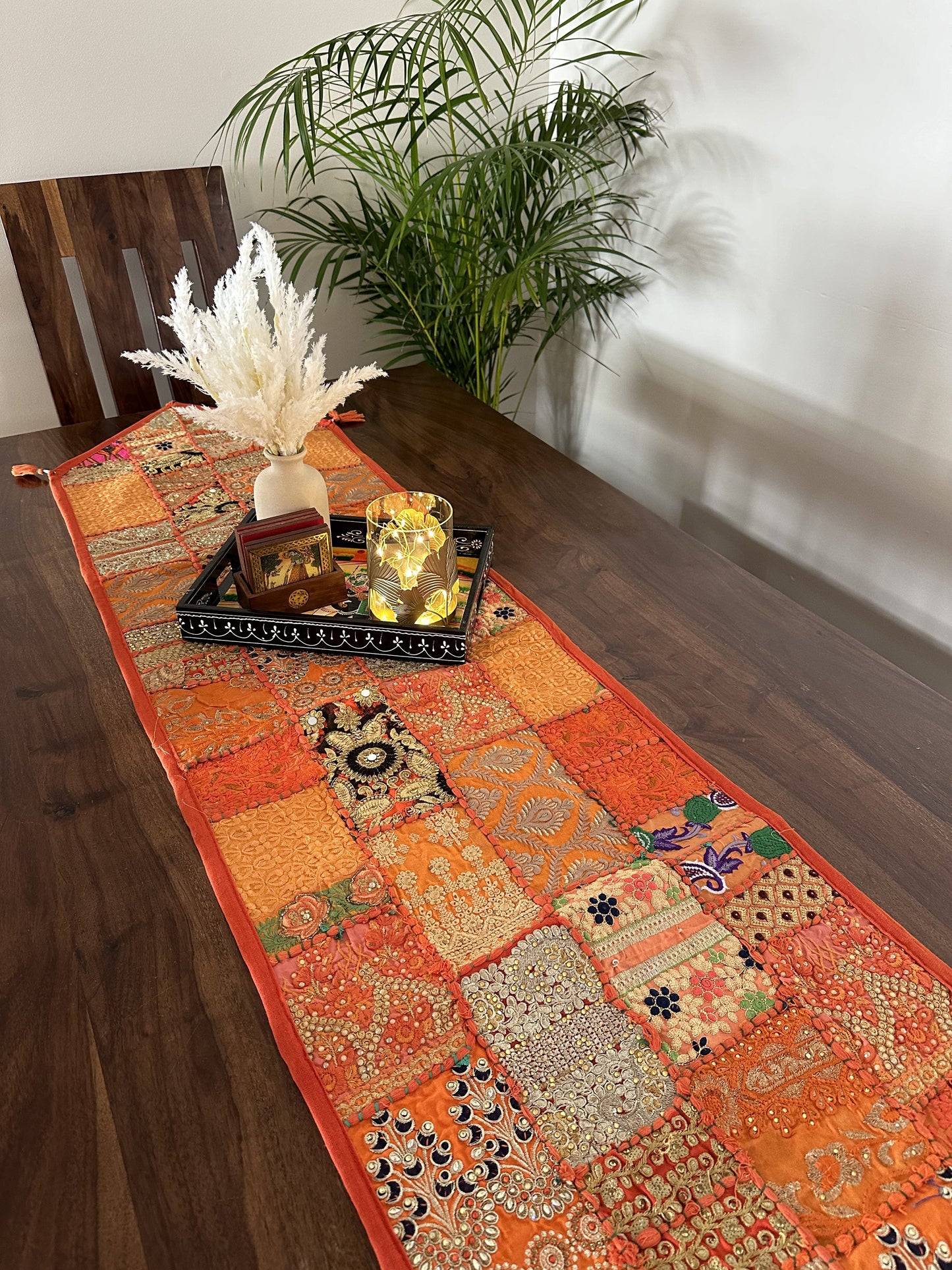 Patchwork Table Runner Orange | 14 x 70 inches