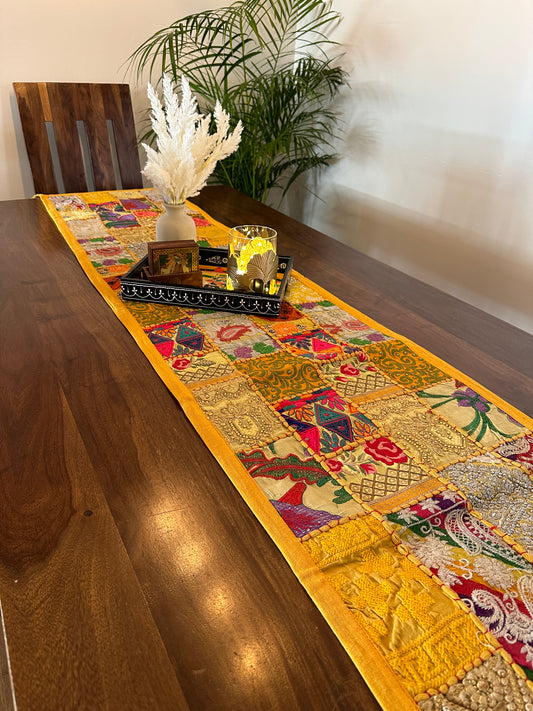 Patchwork Table Runner Yellow | 14 x 70 inches