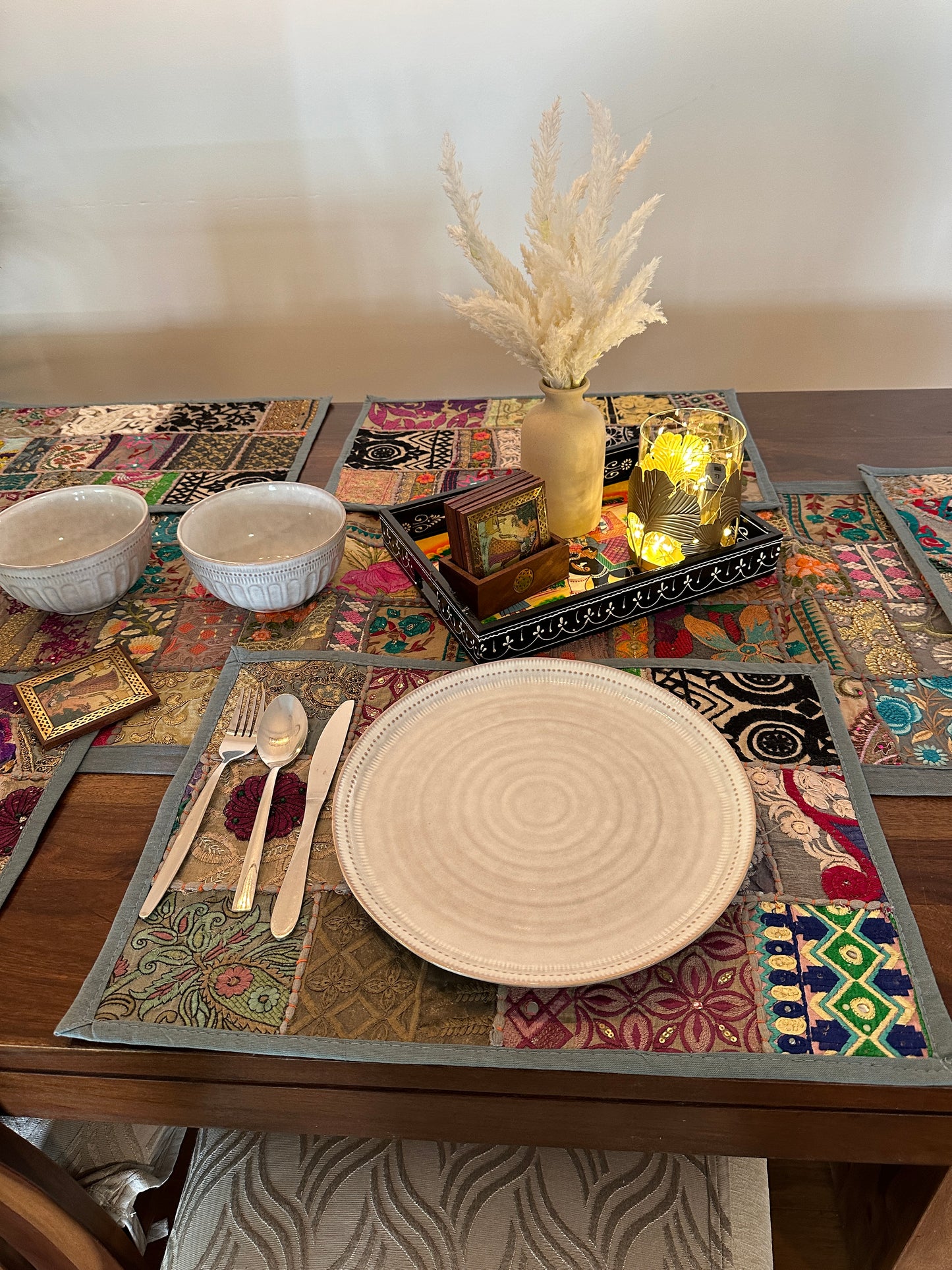 Patchwork Table Setting - Gray