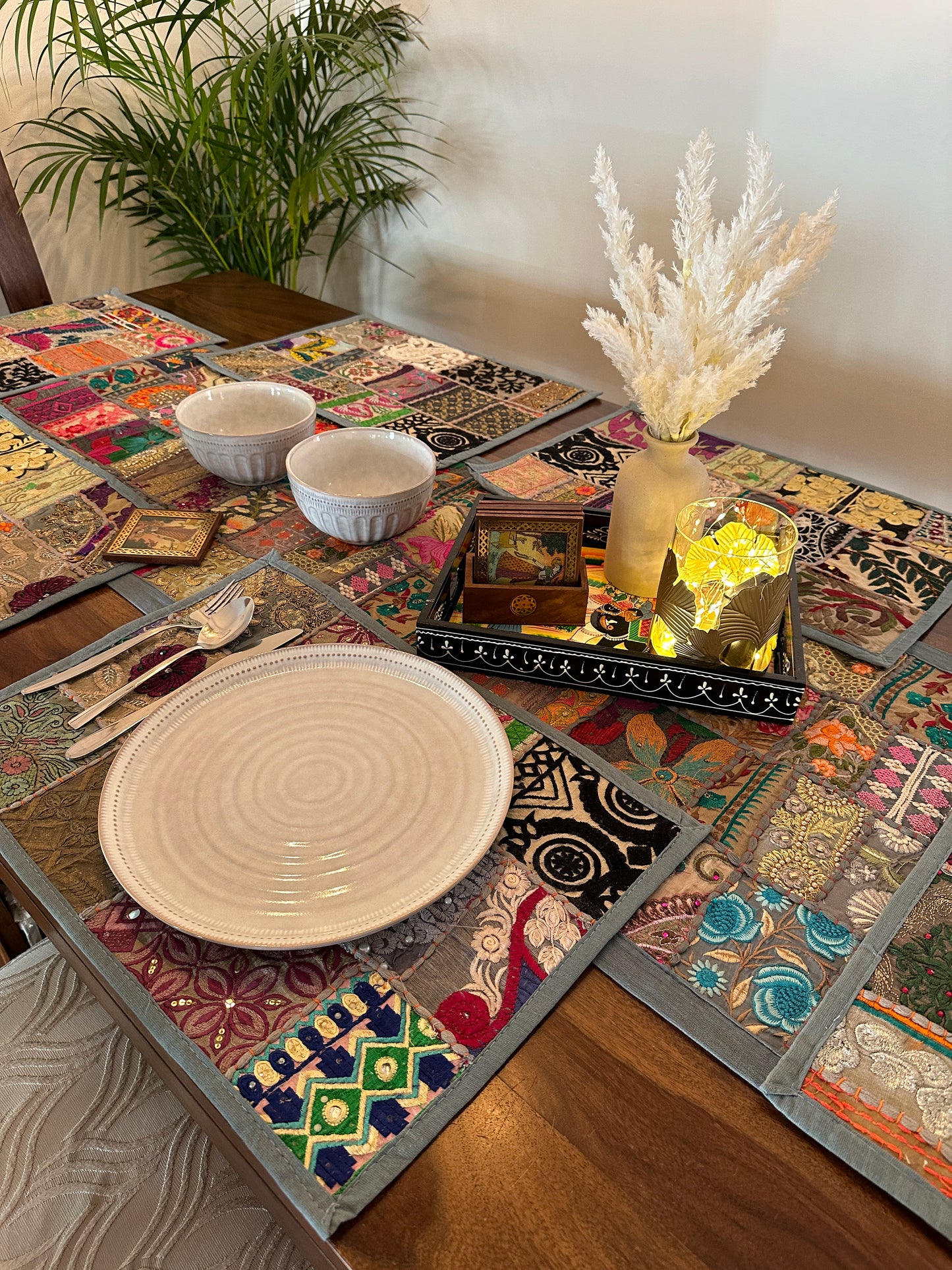 Patchwork Table Setting - Gray