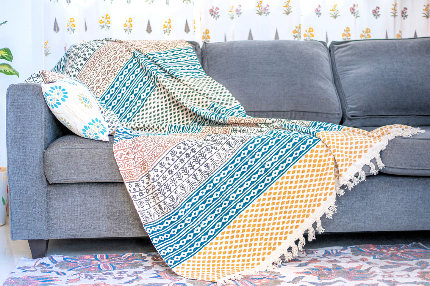 Mandala Organic Jute Cotton Sofa Throw