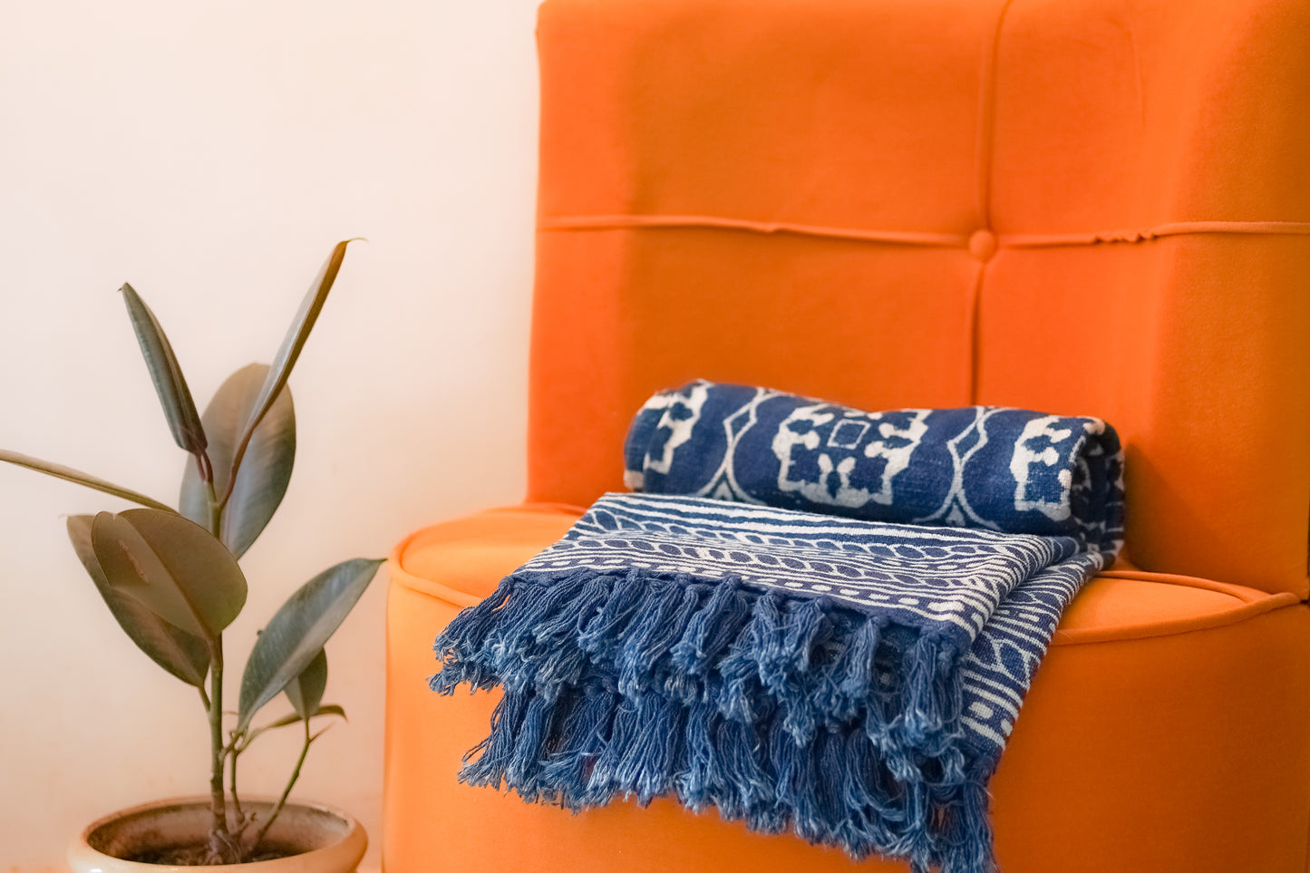 Indigo Mandala Organic Jute Cotton Sofa Throw