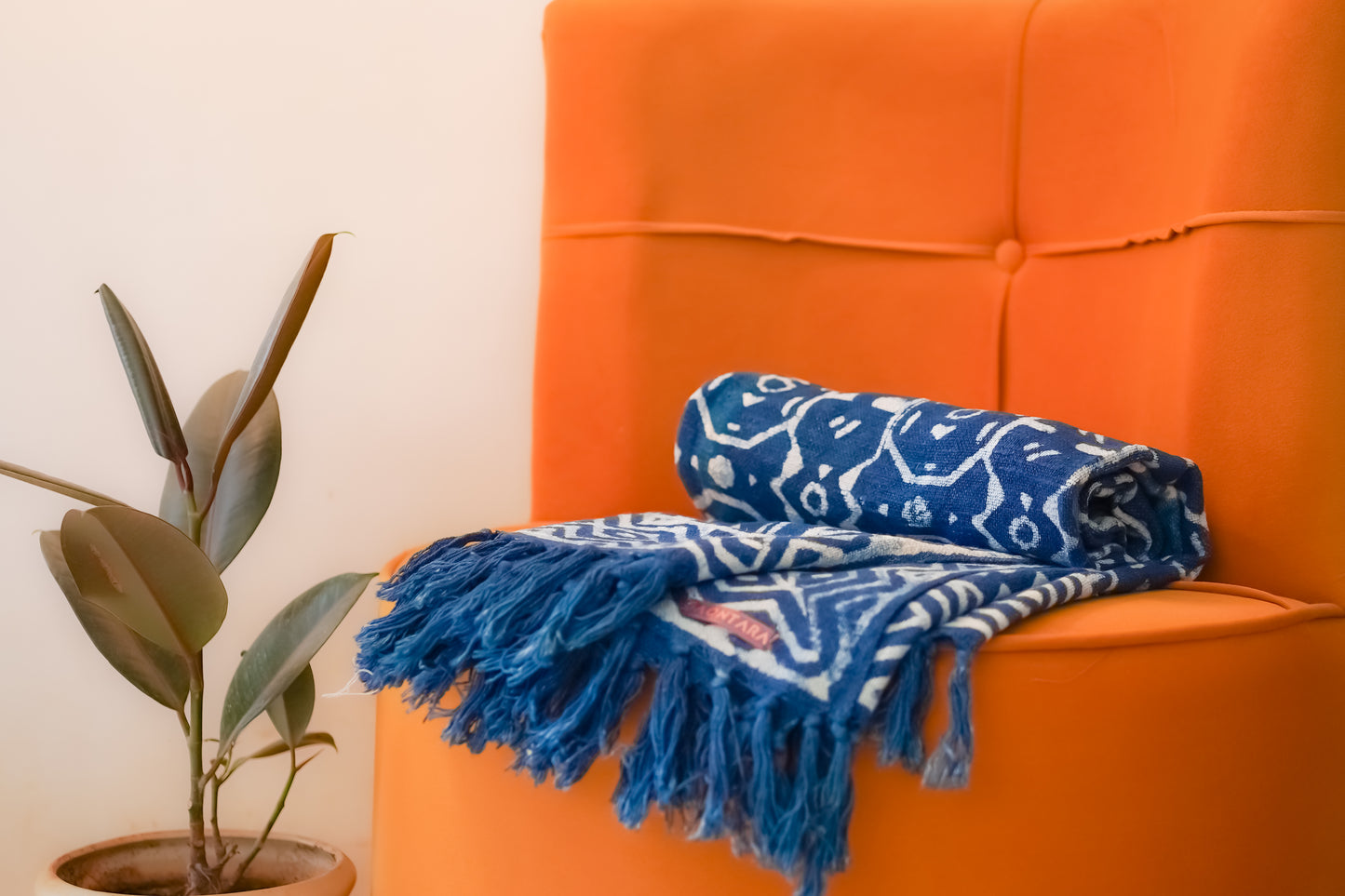 Indigo Mandala Organic Jute Cotton Sofa Throw