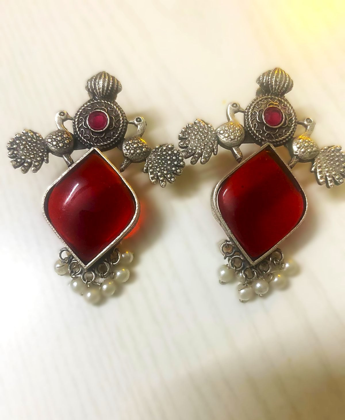 Regal Peacock Jaipur Stone Earrings